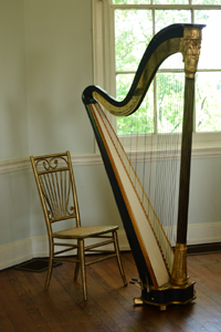 Seen in Laurel Hill Mansions famous octagonal room is a beautiful harp which is sometimes played during the summer concert series at this park house.